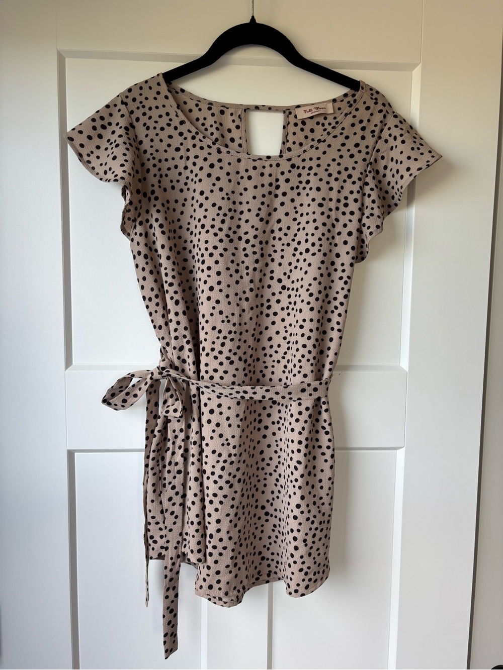 Beige Polka Dot Maternity Tie-Waist Blouse - Casual Feminine Top
